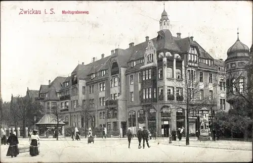 Ak Zwickau in Sachsen, Moritzgrabenweg, Litfaßsäule