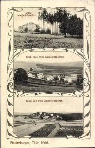 Ak Finsterbergen Thüringer Wald, Villa Waldschlösschen, Landschaft