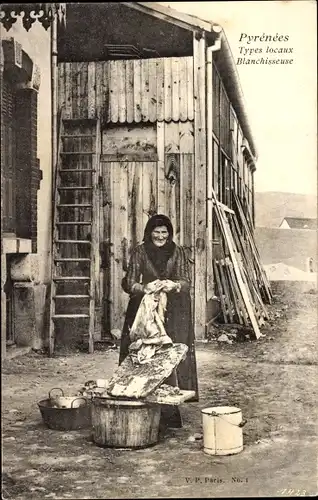 Ak Typen aus den Pyrenäen, Wäscherin