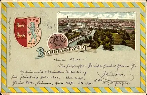 Wappen Passepartout Litho Braunschweig in Niedersachsen, Gesamtansicht