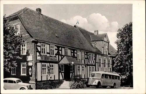 Ak Burbach im Siegerland, Hotel Dilthey, Inh. Robert Koch, Reisebus, Fachwerkhaus