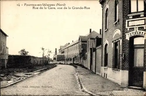 Ak Fournes en Weppes Nord, Rue de la Gare, Grande-Rue