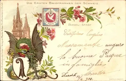 Litho Basel Stadt Schweiz, Die ersten Briefmarken der Schweiz, Stadtpost Basel