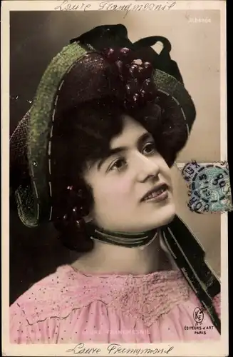 Ak Schauspielerin Laure Franeresnil, Portrait, Hut