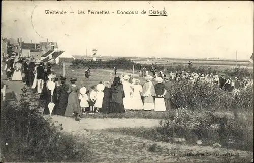 Ak Westende Westflandern, Les Fermettes, Concours de Diabolo