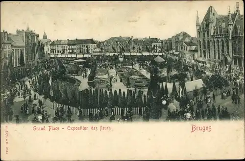 Ak Bruges Brügge Flandern Westflandern, Grand Place, Blumenausstellung