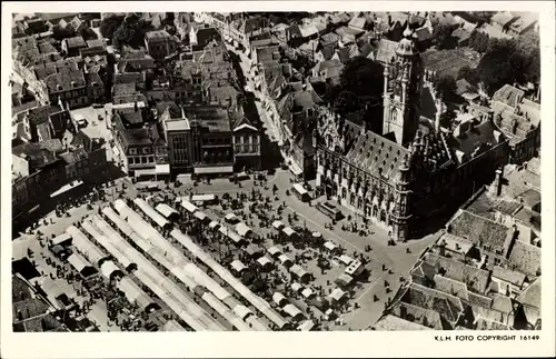 Ak Middelburg Zeeland Niederlande, Markt, Rathaus, Fliegeraufnahme