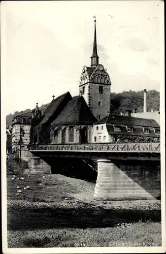 Ak Untermhaus Gera in Thüringen, Kirche, Brücke