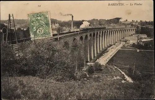 Ak Barentin Seine Maritime, Viadukt, Dampflok