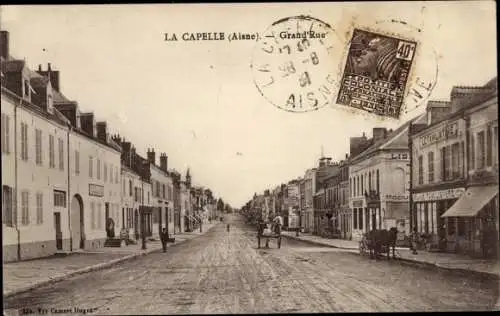 Ak La Capelle Aisne, Grande Rue
