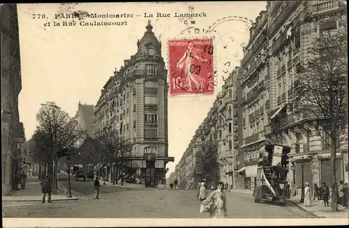 Ak Paris XVIII. Montmartre, Rue Lamarck und Rue Caulaincourt