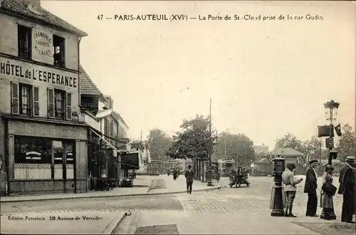 Ak Paris Passy, La Porte de Saint Cloud, aufgenommen in der Rue Gudin