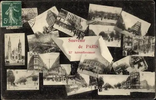Ak Paris XI, Detailansichten, Straßenpartien, Kirche