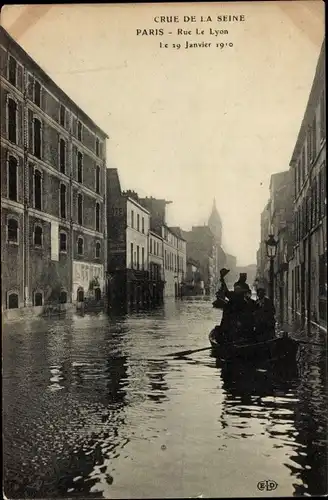 Ak Paris XII Reuilly, Rue de Lyon, Die Seine-Überschwemmung vom 29. Januar 1910