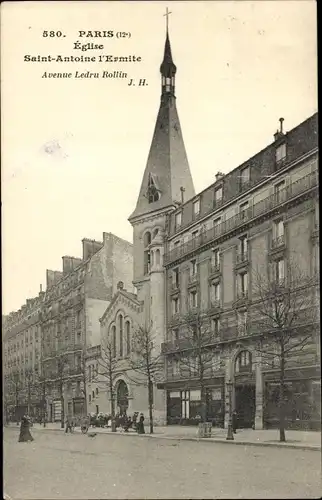 Ak Paris XII Reuilly, Avenue Ledru Rollin, Kirche Saint Antoine der Einsiedler