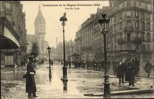 Ak Paris XII Reuilly, Rue de Lyon, Die Seineflut im Januar 1910