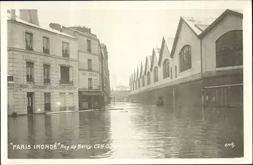 Ak Paris XII Reuilly, Rue de Bercy, Die Seine-Überschwemmung von 1910