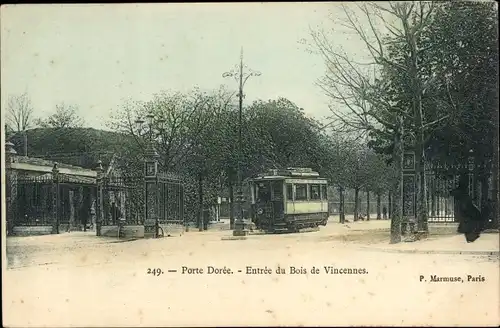 Ak Paris XII Bois de Vincennes, Golden Gate, Straßenbahn