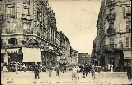 Ak Paris XII Reuilly, Rue de Charenton, Boulevard de Bercy