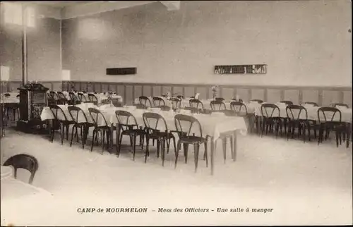 Ak Camp de Chalons Camp de Mourmelon Marne, Offiziersmesse, Ein Speisesaal