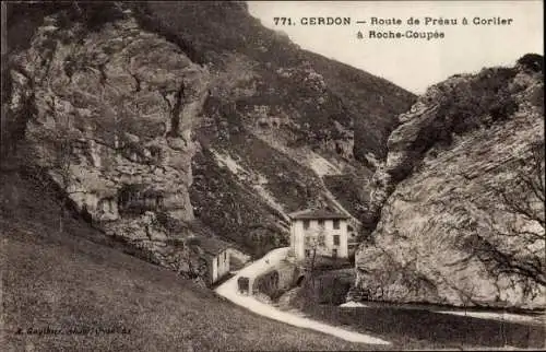 Ak Cerdon-Ain, Route de Preau nach Corlier nach Roche-Coupée