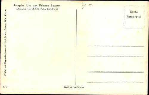 Ak Prinzessin Beatrix der Niederlande, Kinderbett, Teddy