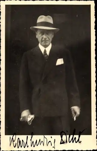 Foto Ak Schauspieler Karl Ludwig Diehl, Standportrait, Autogramm