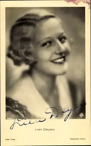 Ak Schauspielerin Lien Deyers, Portrait, Autogramm