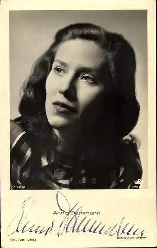 Ak Schauspielerin Anna Dammann, Portrait, Film Foto Verlag A 3440/1, Autogramm