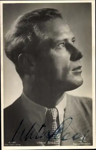 Ak Schauspieler Viktor Staal, Portrait im Profil, Autogramm