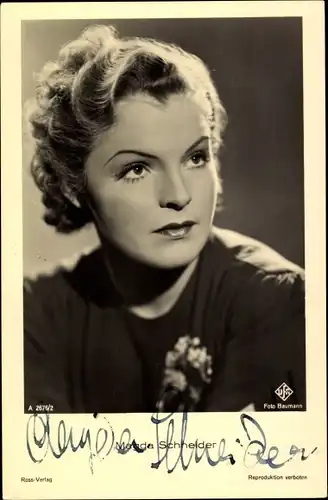 Ak Schauspielerin Magda Schneider, Ross Verlag, A 2676 2, Portrait, Autogramm