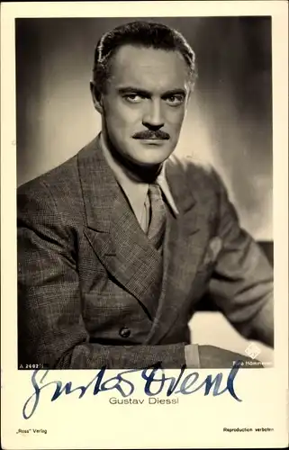 Ak Schauspieler Gustav Diessl, Portrait, Autogramm