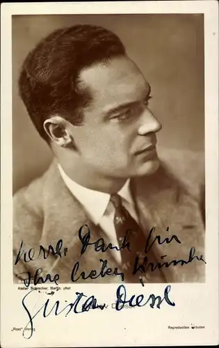 Ak Schauspieler Gustav Diessl, Portrait, Autogramm