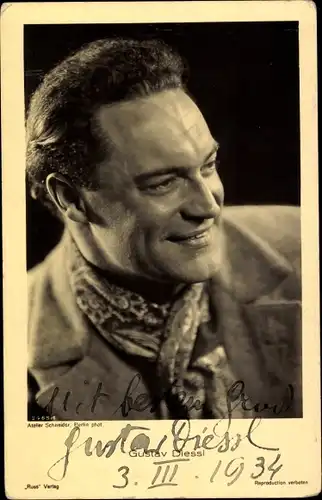 Ak Schauspieler Gustav Diessl, Portrait, Autogramm