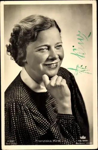 Ak Schauspielerin Franziska Kinz, Portrait, Autogramm