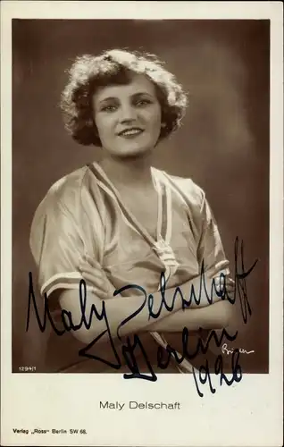 Ak Schauspielerin Maly Delschaft, Portrait, Autogramm