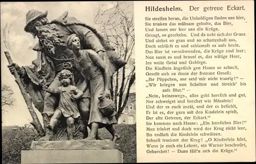Ak Hildesheim in Niedersachsen, Der getreue Eckart, Denkmal, Gedicht