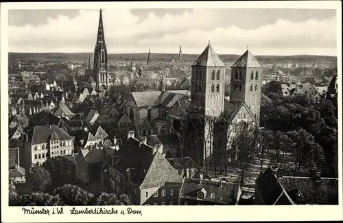 Ak Münster in Westfalen, Gesamtansicht, Dom, Lambertikirche