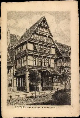 Künstler Ak Hildesheim, Altes Haus am Andreasplatz