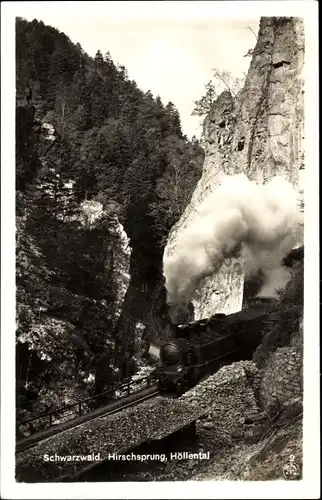 Ak Buchenbach im Schwarzwald, Hirschsprung im Höllental, Eisenbahn, Dampflokomotive