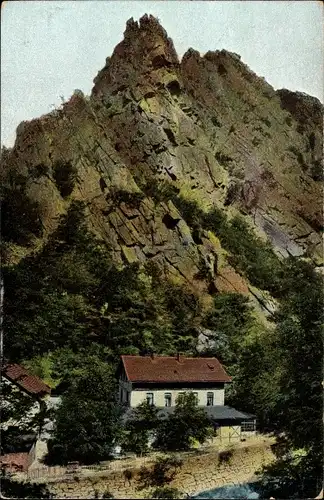 Ak Thale im Harz, Bodetal, Rosstrappenfelsen, Hotel Königsruhe