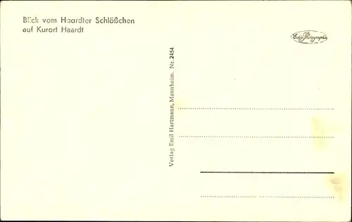 Ak Haardt an der Weinstraße Neustadt a. d. W., Blick vom Haardter Schlösschen