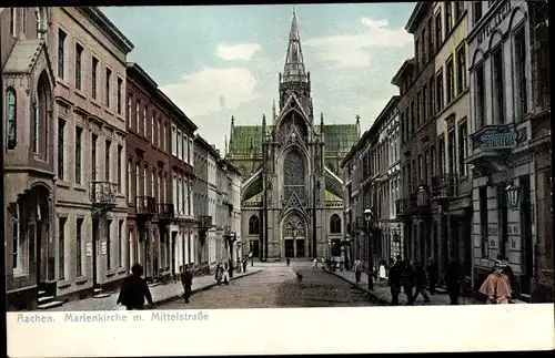 Ak Aachen, Marienkirche mit Mittelstraße