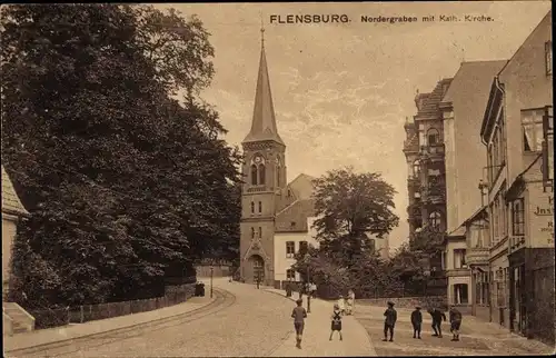 Ak Flensburg, Nordergraben, Katholische Kirche