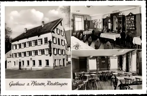 Ak Reutlingen in Württemberg, Gasthaus zum Pfauen, Speisesaal, Außenansicht