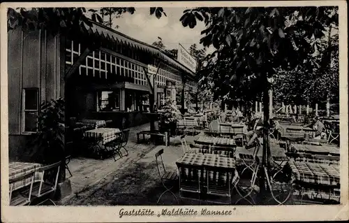 Ak Berlin Zehlendorf Nikolassee, Gaststätte Waldhütte Wannsee, am Strandbadweg