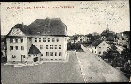 Ak Wangen im Allgäu, Partie bei der neuen Volksschule