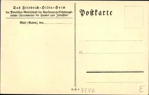 Ak Bühl in Baden Schwarzwald, Friedrich Hilda Heim