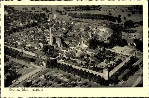 Ak Zons Dormagen Niederrhein, Sicht auf den Ort aus der Luft