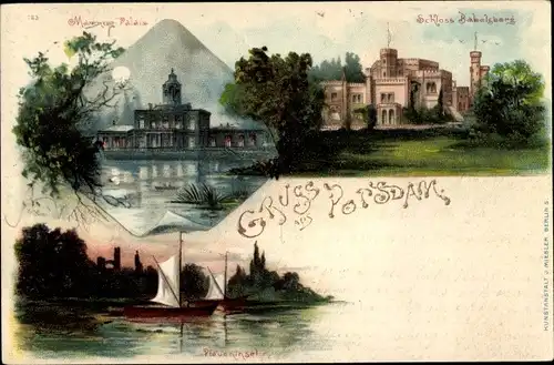 Litho Potsdam, Marmorpalais, Schloss Babelsberg, Pfaueninsel